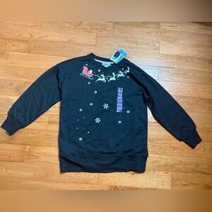 Rockin Around Santa with Sleigh Christmas Lightweight Crewneck